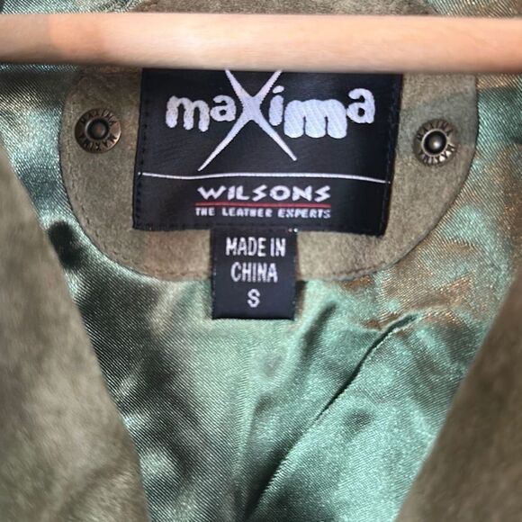 Vintage Y2K Wilsons Leather Leather Jackets Maxima Pea Green Suede Blazer Small - Picture 4 of 8